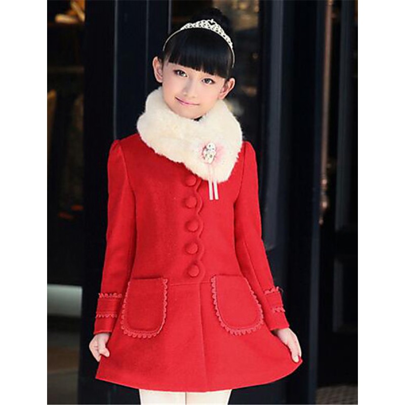 Girl's Casual/Daily Solid Trench Coat,Cotton Winte...