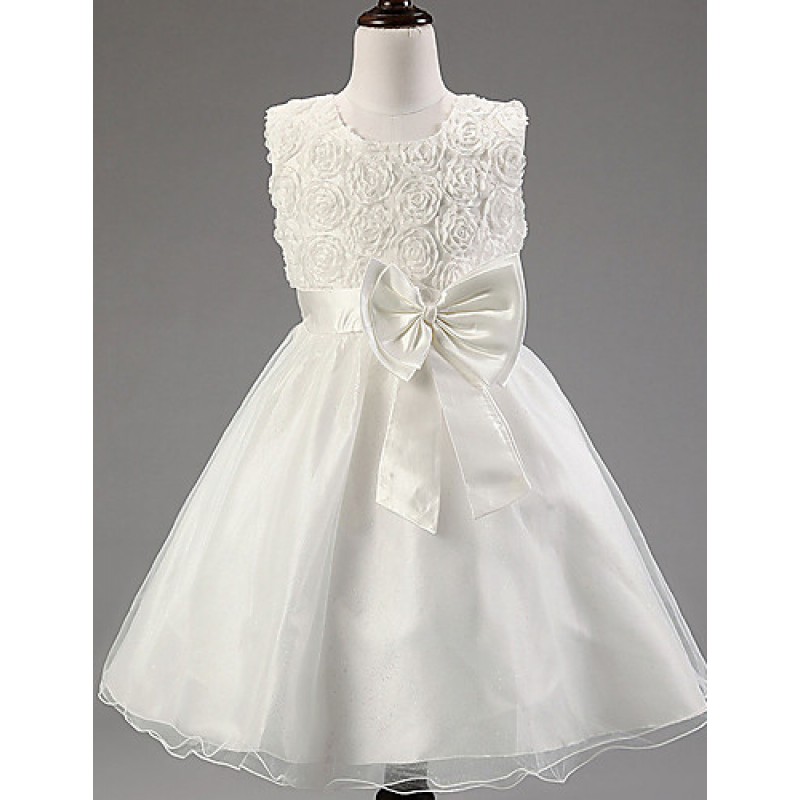 Girl's Summer/Spring/Fall Micro-elastic Medium Sleeveless Dresses (Acrylic/Cotton/Organza/Polyester/Satin)  