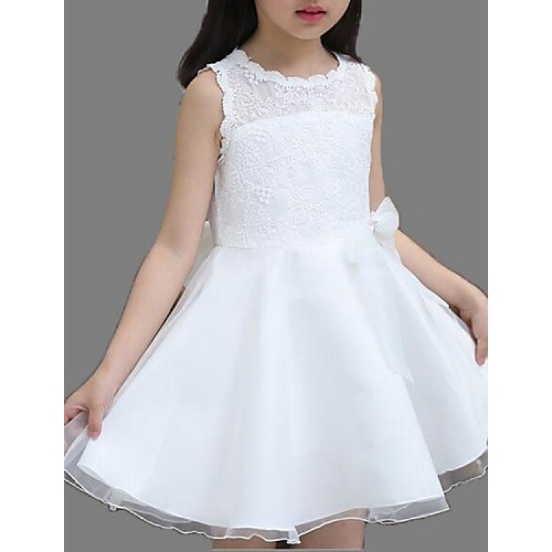 Girl's White Dress / Clothing Set,Solid Polyester ...