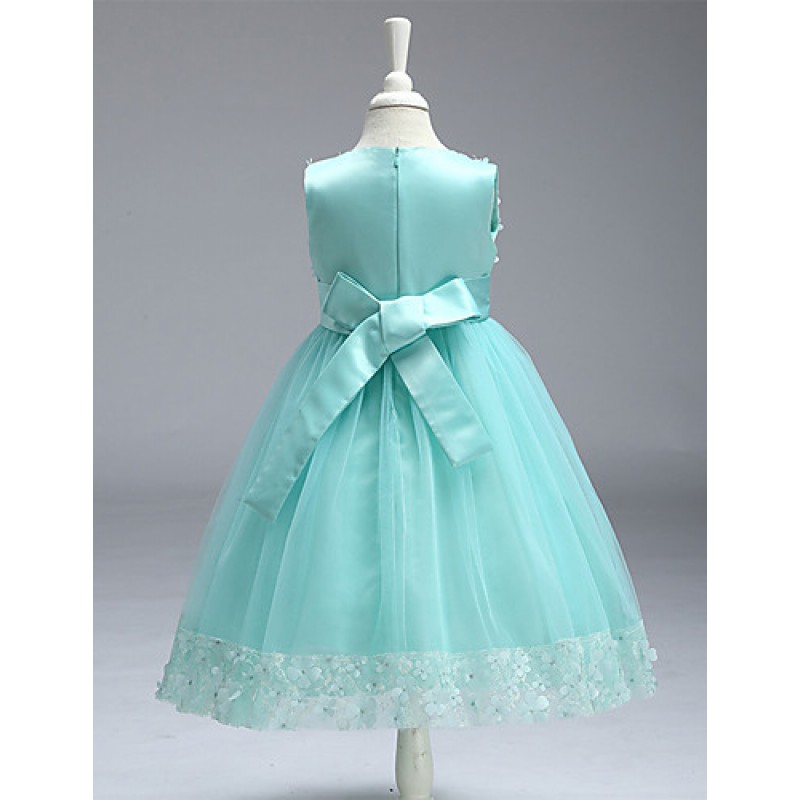 Girls' Embroidery Bowknot Formal Party Princess Bridal Fancy Dress All Seasons Sleeveless Party Dress  
