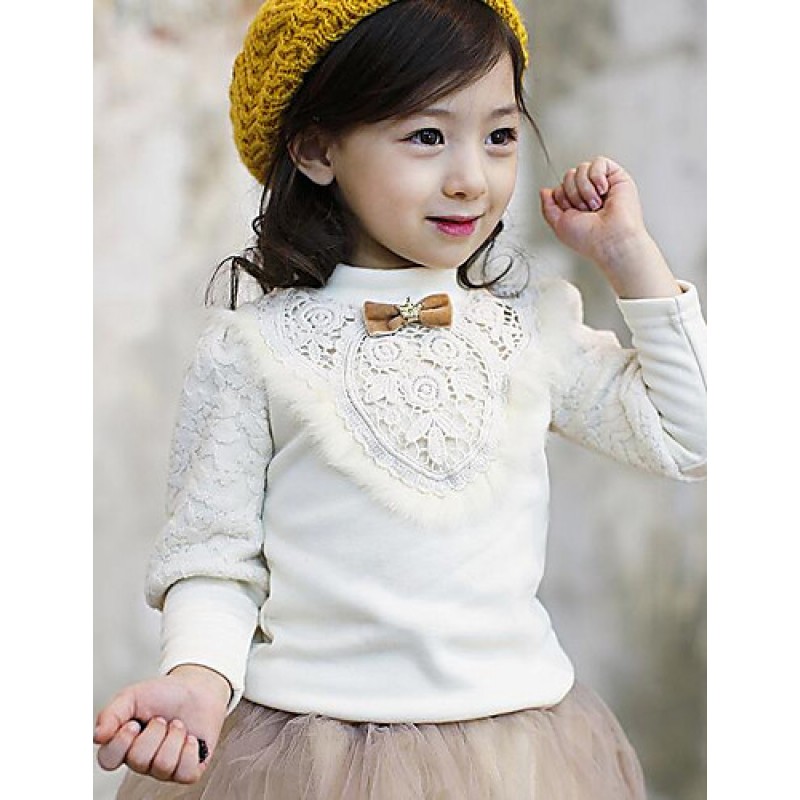 Girl Casual/Daily Solid Blouse,Cotton Winter Long Sleeve  