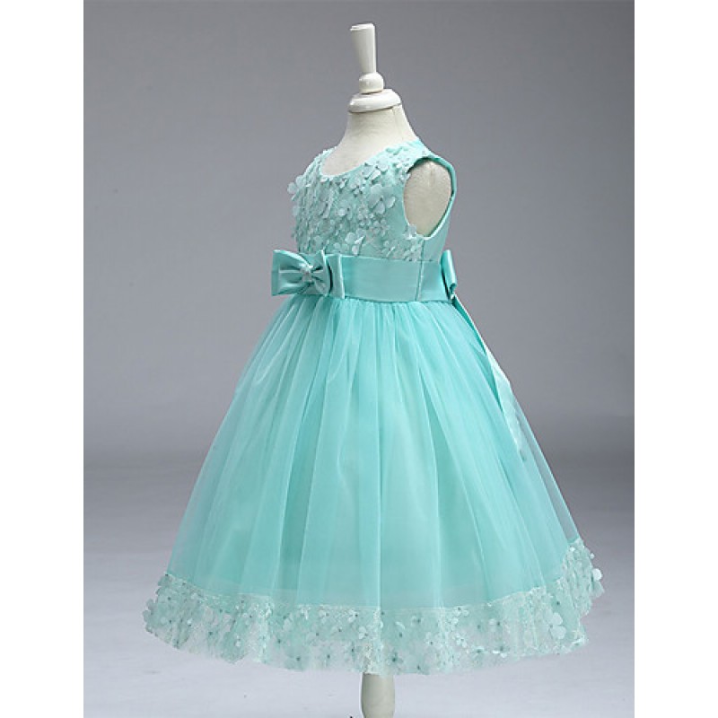 Girls' Embroidery Bowknot Formal Party Princess Bridal Fancy Dress All Seasons Sleeveless Party Dress  
