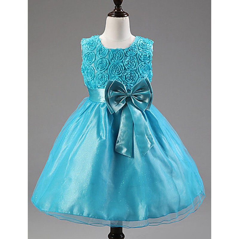 Girl's Summer/Spring/Fall Micro-elastic Medium Sleeveless Dresses (Acrylic/Cotton/Organza/Polyester/Satin)  